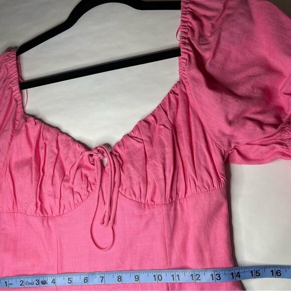 Etophe Studios puff sleeve feminine A-line Mini Dress M hot pink - Picture 6 of 9